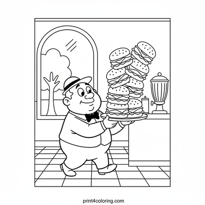 Wimpy's Epic Burger Balancing Act - free printable coloring page