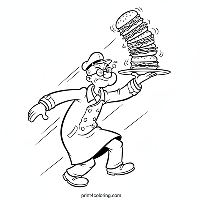 Wimpy's Deliciously Tall Burger Challenge - free printable coloring page