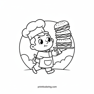 Wimpy's Wobbly Burger Tower - free printable coloring page