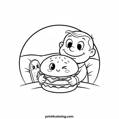 Wimpy's Wacky Giggle Burger - free printable coloring page