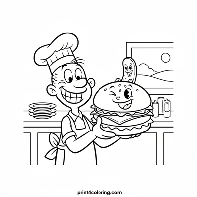 Wimpy's Giggle Burger Adventure - free printable coloring page