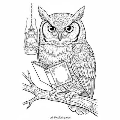 Professor Hoot's Reading Nook - free printable coloring page