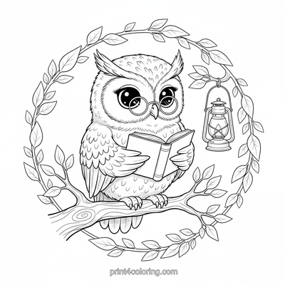 Professor Hoot's Cozy Reading Nook - free printable coloring page