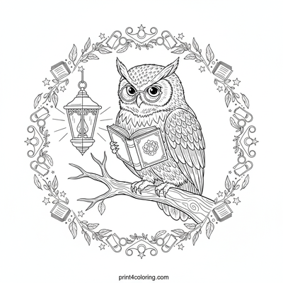 Professor Hoot's Cozy Corner - free printable coloring page