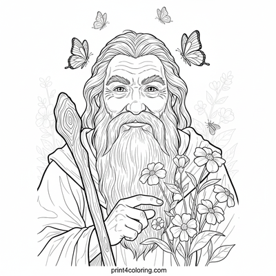 Enchanted Meadow Wizard: A Close-Up of Magic - free printable coloring page