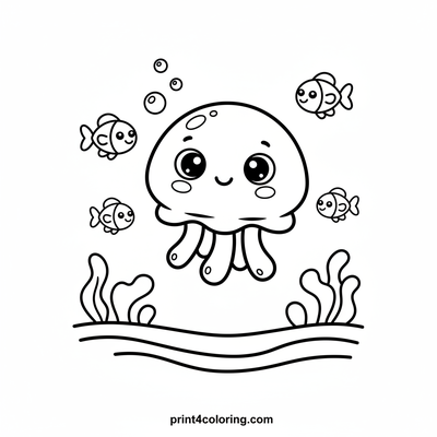 Wobbly Baby Jellyfish Dream - free printable coloring page