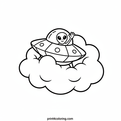Wobbly UFO Cloud Adventure! - free printable coloring page