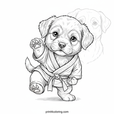 Wobbly Warrior Pup: First Steps - free printable coloring page