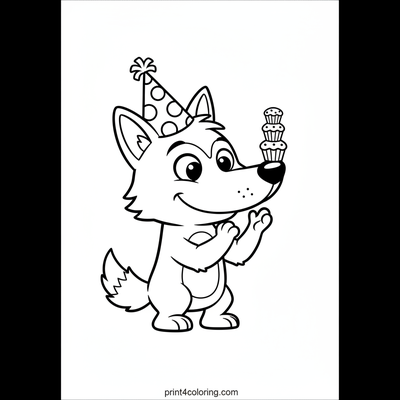 Wacky Wolf's Balancing Act - free printable coloring page