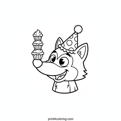 Whimsical Wolf's Balancing Act - free printable coloring page
