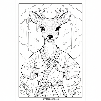 Woodland Dojo: Forest Friends Martial Arts - free printable coloring page