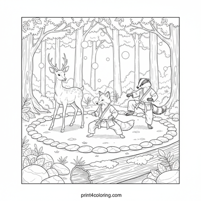 Woodland Warriors Dojo: Forest Harmony - free printable coloring page