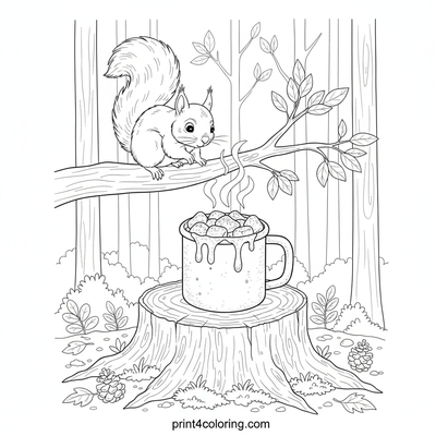 Woodland Friend's Cozy Cocoa - free printable coloring page