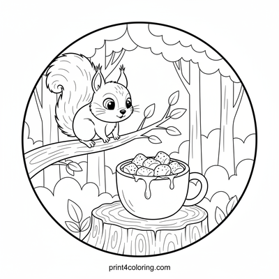 Woodland Friend's Cozy Cocoa Delight - free printable coloring page