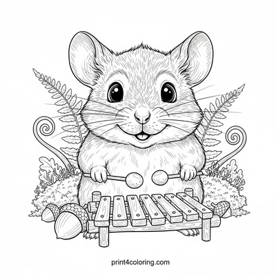 Melody in the Meadow: Woodland Mouse's Xylophone - free printable coloring page