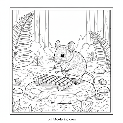 Melody in the Meadow: Woodland Mouse's Xylophone Serenade - free printable coloring page