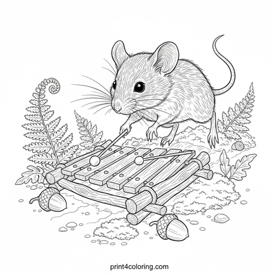 Melody in the Meadow: Woodland Mouse's Xylophone Serenade - free printable coloring page