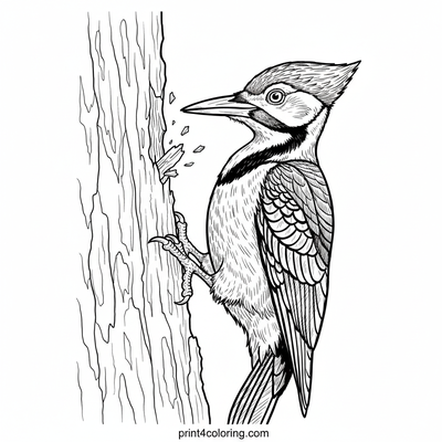 Pileated Woodpecker's Forest Rhythm - free printable coloring page