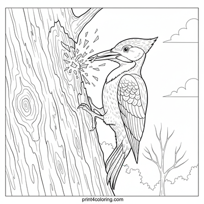 Pileated Powerhouse: Forest Drum Solo - free printable coloring page