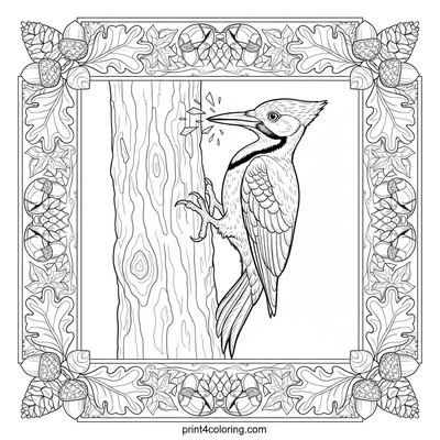 Pileated Woodpecker's Forest Drum Solo - free printable coloring page