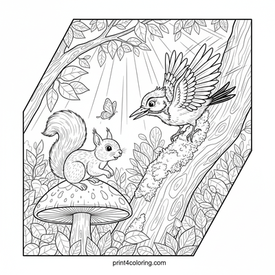 Woodpecker's Rhythmic Woodland Gathering