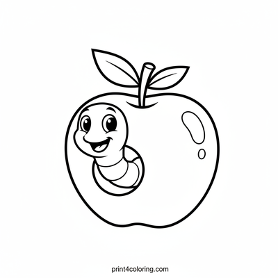 Wormy's Happy Apple Home - free printable coloring page
