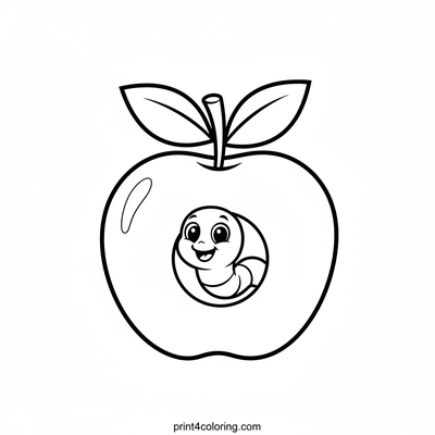 Wormy's Cozy Apple Home - free printable coloring page