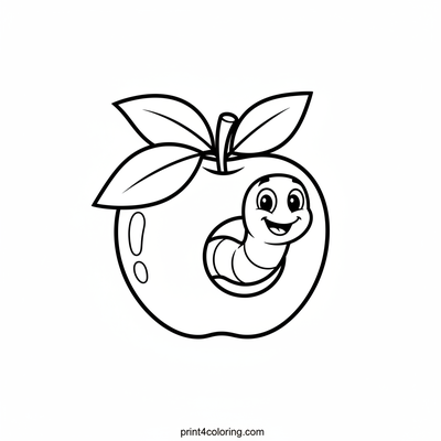 Wormy's Cozy Apple Home - free printable coloring page