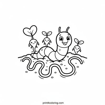 Wormy's Speedy Soil Adventure - free printable coloring page