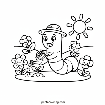 Wormy's Little Garden Helper - free printable coloring page