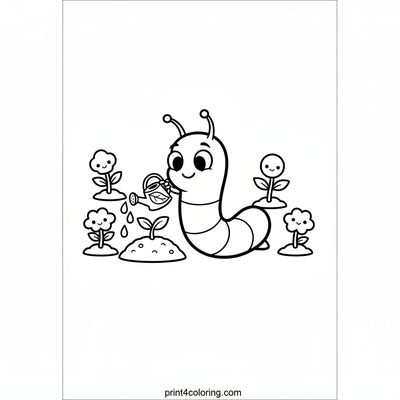 Wormy the Gardener: Helping a Tiny Sprout - free printable coloring page