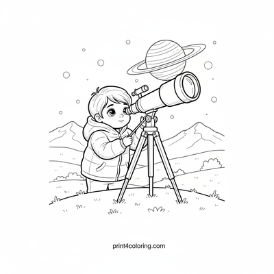 Stargazer's Serene Discovery - free printable coloring page