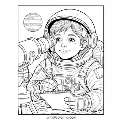 Cosmic Sketch Artist: Jupiter's Majestic View - free printable coloring page