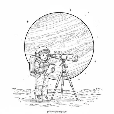 Cosmic Sketch: Young Explorer's Jupiter View - free printable coloring page