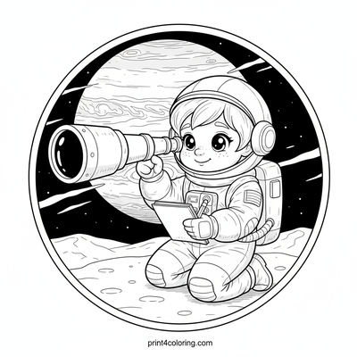 Cosmic Sketcher: Jupiter's Grandeur from a Moon - free printable coloring page