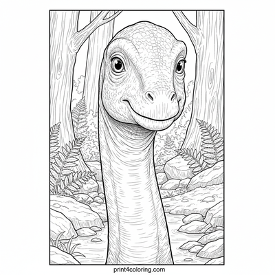 Gentle Giant's Drink: Young Brachiosaurus Watering Hole - free printable coloring page
