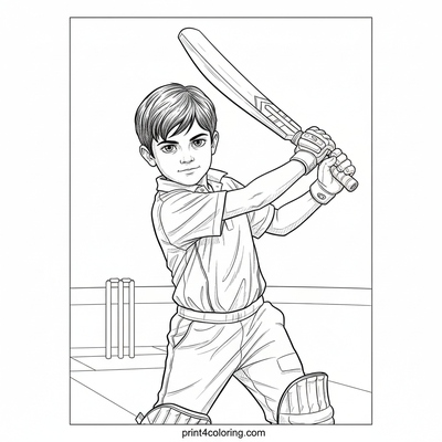 Future Champion Cricketer's Perfect Swing - free printable coloring page