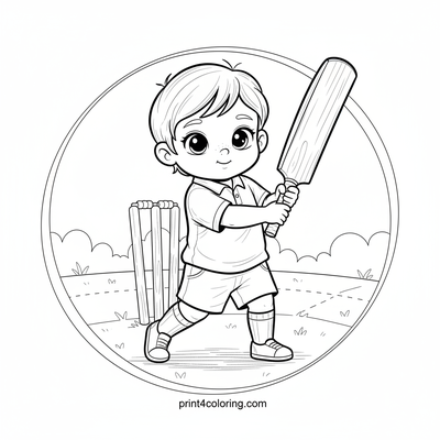 Little Champion's Cricket Dream Swing - free printable coloring page