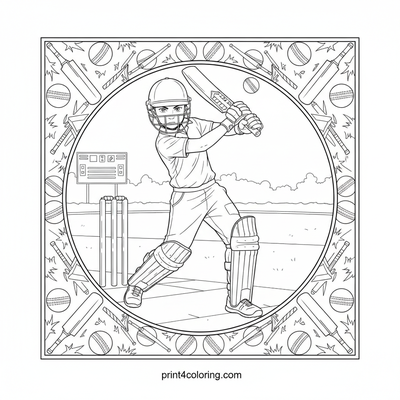 Young Cricketer's Dream Swing - free printable coloring page