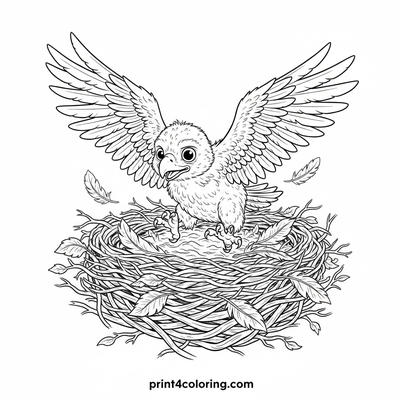 Curious Eagle Chick's First Peek - free printable coloring page