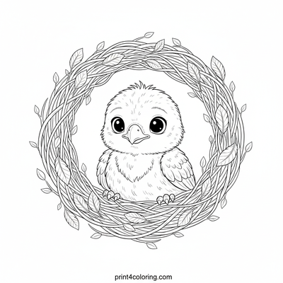 Fluffy Nestling: Curious Eagle Chick - free printable coloring page