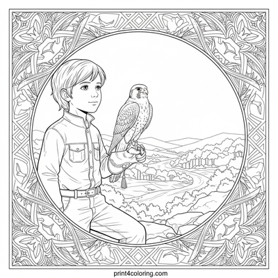 The Young Falconer's Valley Watch - free printable coloring page