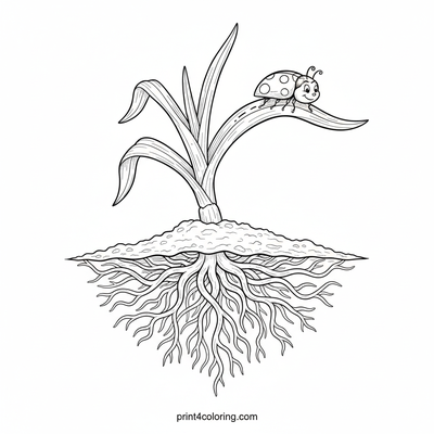 Garlic's Secret Garden: Roots, Shoots, and a Ladybug Friend - free printable coloring page