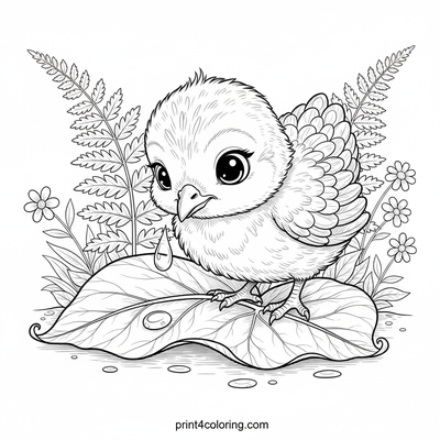 Curious Peachick's Dewdrop Delight - free printable coloring page