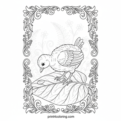 Curious Peachick's Dewdrop Discovery - free printable coloring page