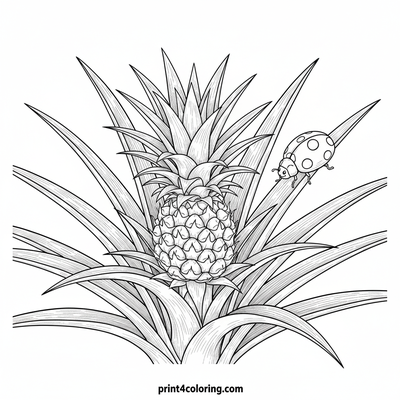Sweet Beginnings: Pineapple Sprout & Ladybug Friend - free printable coloring page