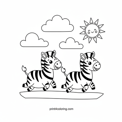 Zebra Savanna Sprint - free printable coloring page