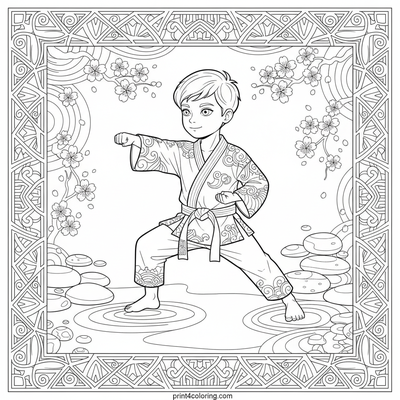 Zen Garden Master: The Path of Serene Strength - free printable coloring page