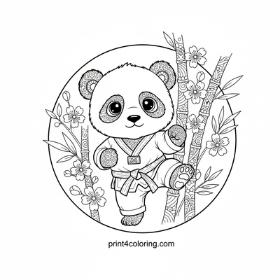 Zen Panda's Mighty Kick - free printable coloring page