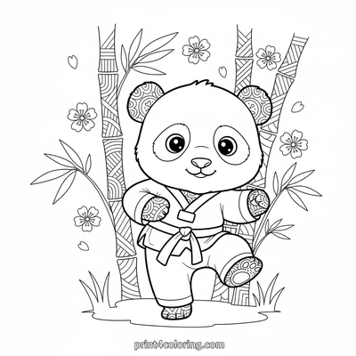 Zen Cub's Taekwondo Kick - free printable coloring page